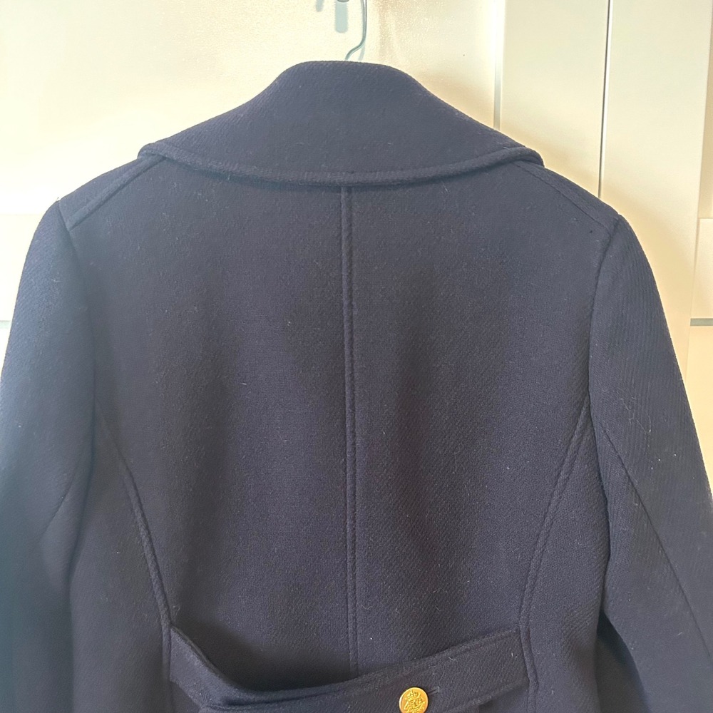 J. Crew‎ Women's Navy Wool Blend Stadium Cloth by Nello Gori Peacoat in Size 4 - Picture 7 of 14